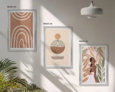 Cadre photo mural avec motifs végétaux et géométriques élégants