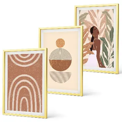 Cadre photo mural avec motifs végétaux et géométriques élégants
