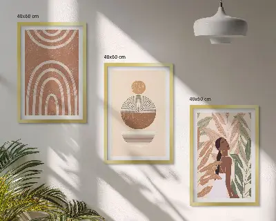 Cadre photo mural avec motifs végétaux et géométriques élégants