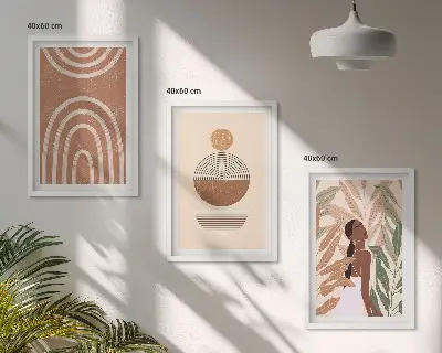 Cadre photo mural avec motifs végétaux et géométriques élégants