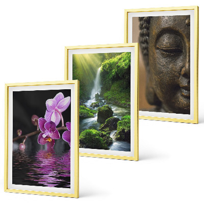 Cadre photo mural Cascade de fleurs, rocher de Bouddha, zen