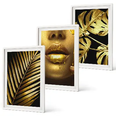 Tableau Bouche de femme en palmier Monstera lot de 3 pièces pour salon