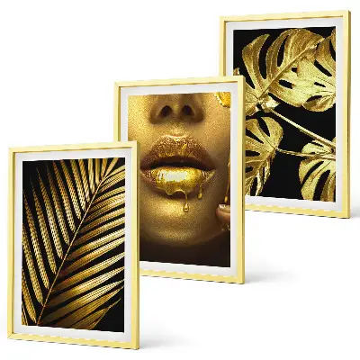 Tableau Bouche de femme en palmier Monstera lot de 3 pièces pour salon