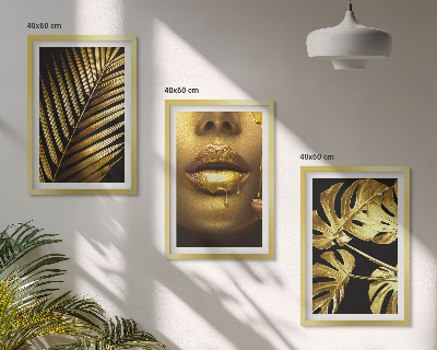 Lot de 3 tableaux pour salon Bouche de femme en palmier Monstera