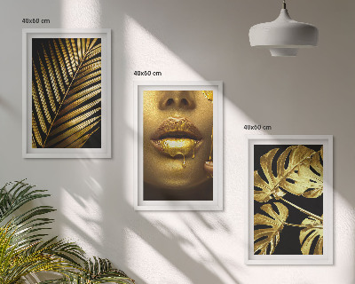 Lot de 3 tableaux pour salon Bouche de femme en palmier Monstera