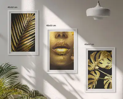 Tableau Bouche de femme en palmier Monstera lot de 3 pièces pour salon