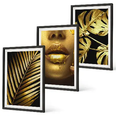 Tableau Bouche de femme en palmier Monstera lot de 3 pièces pour salon