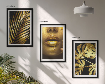 Lot de 3 tableaux pour salon Bouche de femme en palmier Monstera