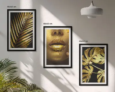 Tableau Bouche de femme en palmier Monstera lot de 3 pièces pour salon
