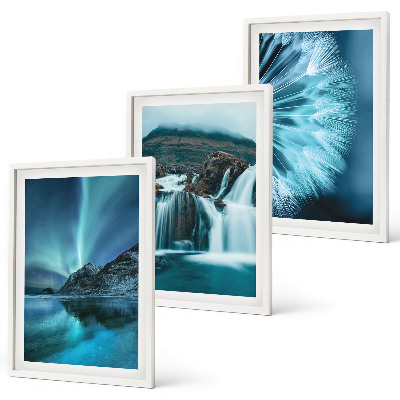 Lot de 3 tableaux pour salon Paysages d'hiver avec cascades