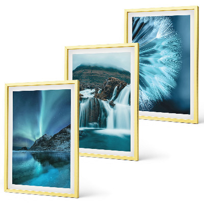 Lot de 3 tableaux pour salon Paysages d'hiver avec cascades