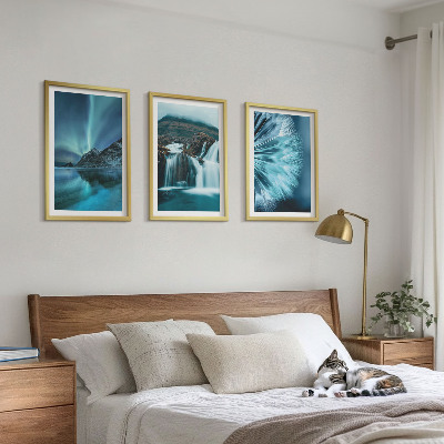 Lot de 3 tableaux pour salon Paysages d'hiver avec cascades
