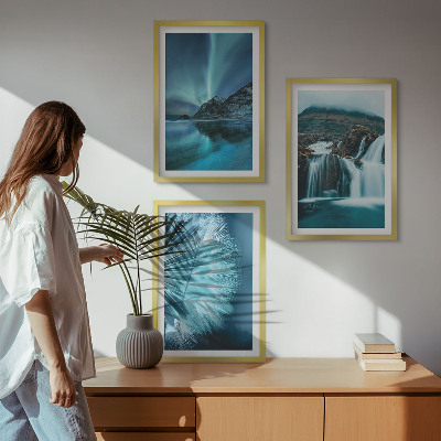 Lot de 3 tableaux pour salon Paysages d'hiver avec cascades