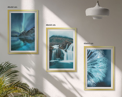 Lot de 3 tableaux pour salon Paysages d'hiver avec cascades