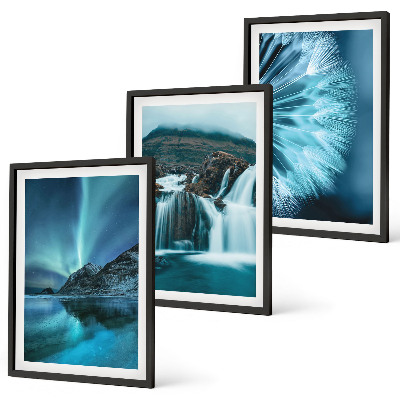 Lot de 3 tableaux pour salon Paysages d'hiver avec cascades