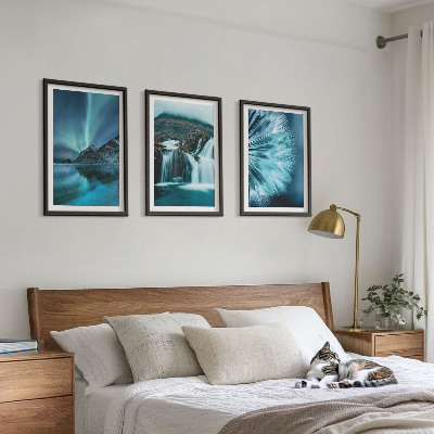 Lot de 3 tableaux pour salon Paysages d'hiver avec cascades