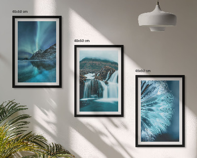 Lot de 3 tableaux pour salon Paysages d'hiver avec cascades