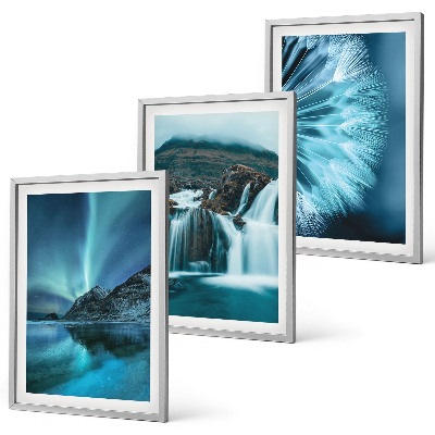 Lot de 3 tableaux pour salon Paysages d'hiver avec cascades