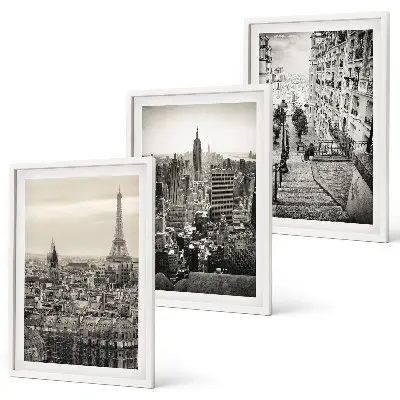 Lot de 3 tableaux pour salon représentant les escaliers de Paris et New York