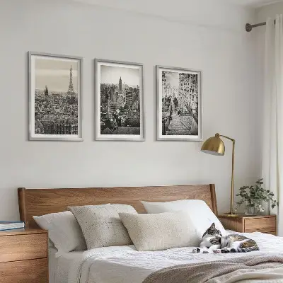 Lot de 3 tableaux pour salon représentant les escaliers de Paris et New York