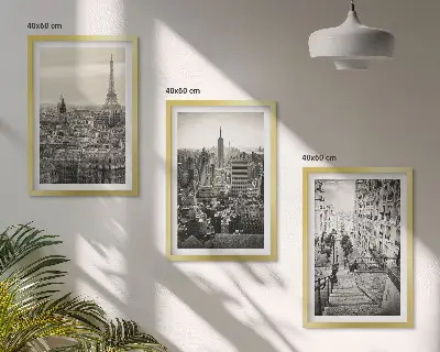 Lot de 3 tableaux pour salon représentant les escaliers de Paris et New York