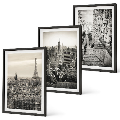 Lot de 3 tableaux pour salon Escaliers de Paris et New York
