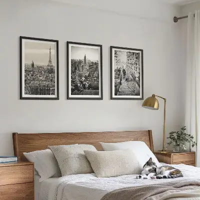 Lot de 3 tableaux pour salon représentant les escaliers de Paris et New York