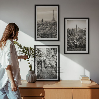 Lot de 3 tableaux pour salon Escaliers de Paris et New York