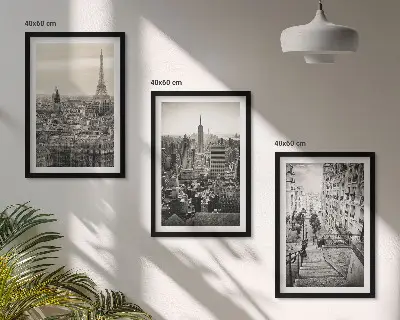 Lot de 3 tableaux pour salon représentant les escaliers de Paris et New York