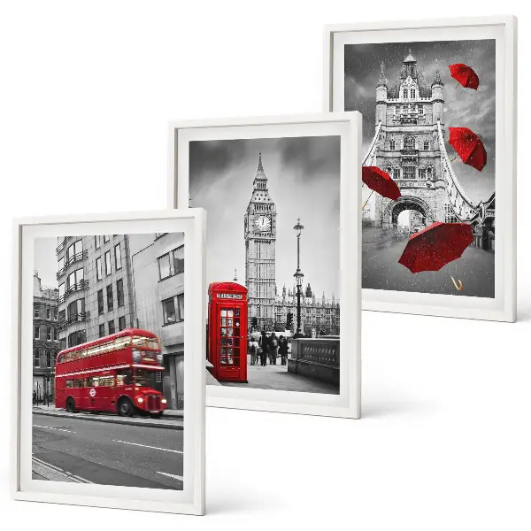 Cadre photo mural motif accents rouges Londres