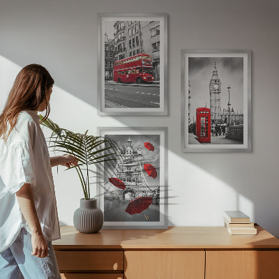 Cadre photo mural Accents rouges Londres