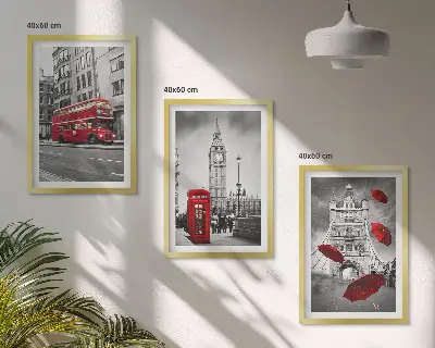 Cadre photo mural motif accents rouges Londres