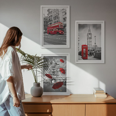 Cadre photo mural Accents rouges Londres