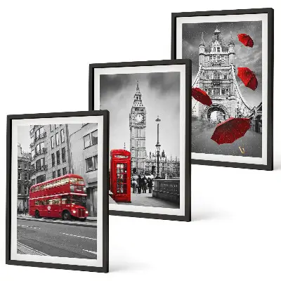 Cadre photo mural motif accents rouges Londres