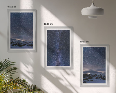 Lot de 3 tableaux pour salon Ciel nocturne montagnes étoiles