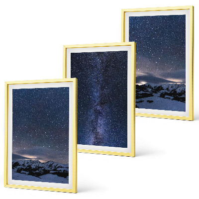 Lot de 3 tableaux pour salon Ciel nocturne montagnes étoiles
