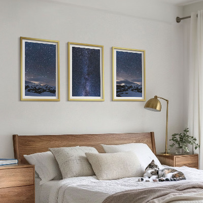 Lot de 3 tableaux pour salon Ciel nocturne montagnes étoiles