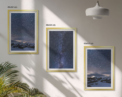 Lot de 3 tableaux pour salon Ciel nocturne montagnes étoiles