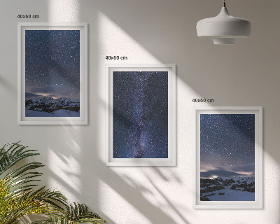 Lot de 3 tableaux pour salon Ciel nocturne montagnes étoiles