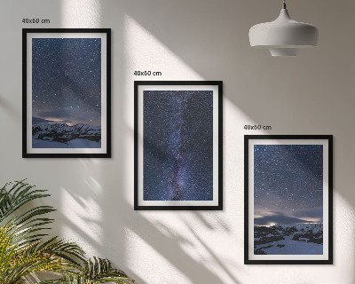 Lot de 3 tableaux pour salon Ciel nocturne montagnes étoiles
