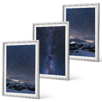 Lot de 3 tableaux pour salon Ciel nocturne montagnes étoiles