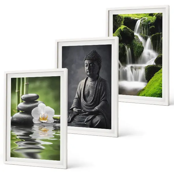 Cadre photo mural peintures à l'eau relaxantes motif zen