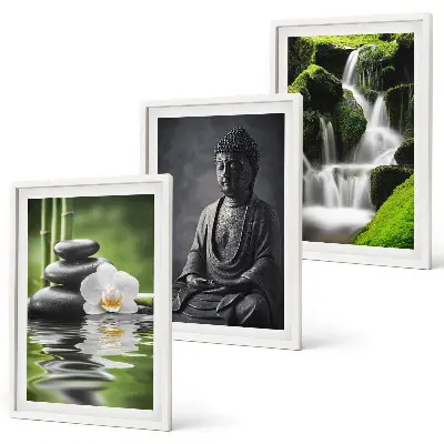 Cadre photo mural peintures à l'eau relaxantes motif zen