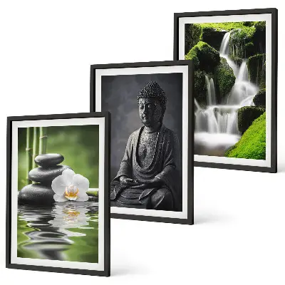 Cadre photo mural peintures à l'eau relaxantes motif zen