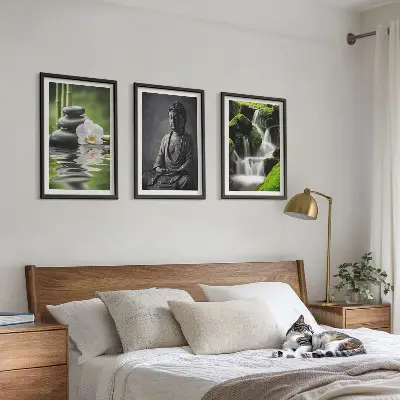 Cadre photo mural peintures à l'eau relaxantes motif zen