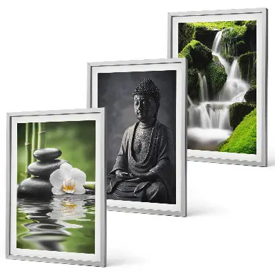 Cadre photo mural peintures à l'eau relaxantes motif zen