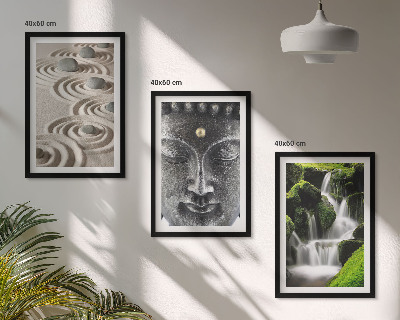 Lot de 3 tableaux pour salon La paix des pierres de la cascade zen de Buda