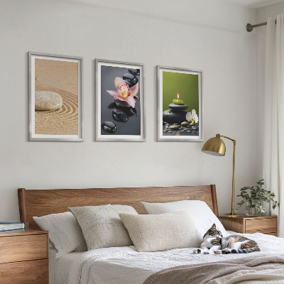Lot de 3 tableaux pour salon Motifs de pierres zen relaxants