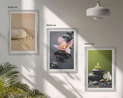 Lot de 3 tableaux pour salon avec motifs de pierres zen relaxants