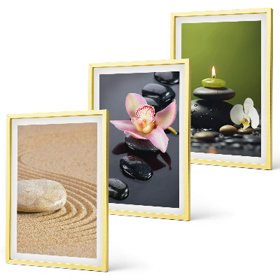Lot de 3 tableaux pour salon Motifs de pierres zen relaxants